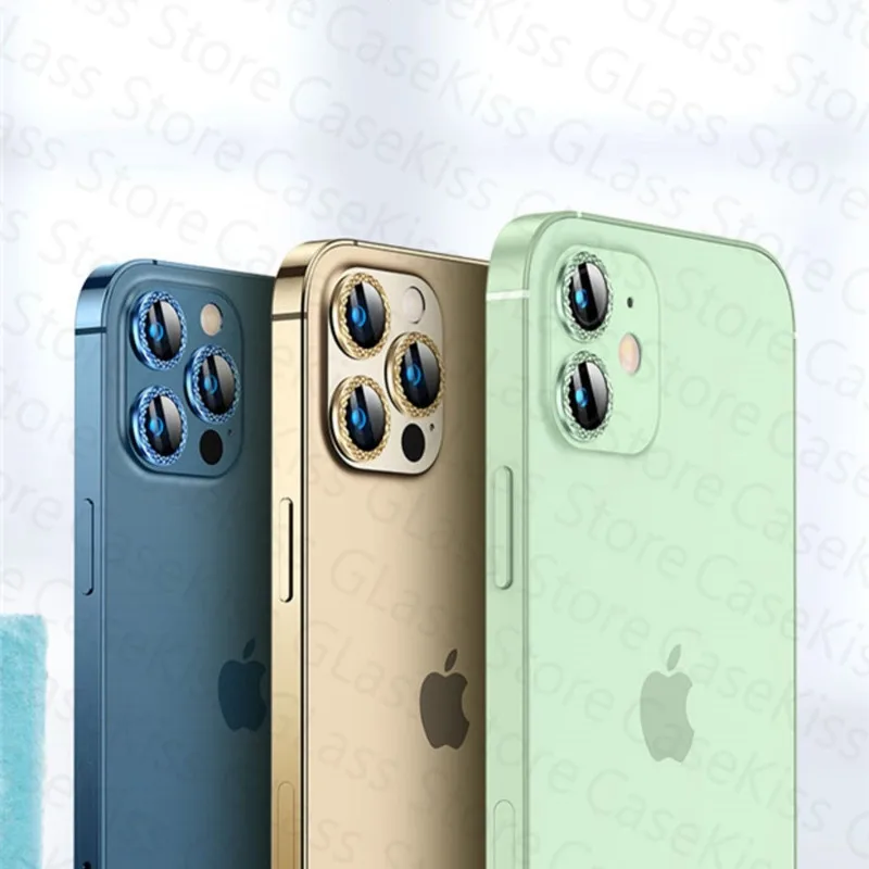 Блестящий Алмазный протектор объектива камеры для iPhone 12 Pro Max металлическое