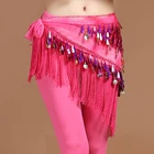 Женский костюм для танца живота, треугольная юбка с блестками и кисточками, одежда для восточных и индийских танцев, фиолетовая, зеленая, синяя юбка