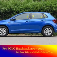 for volkswagen vw polo hatchback 2019 2021 car door window middle column trim protection pc black strip stickers decoration 8pcs