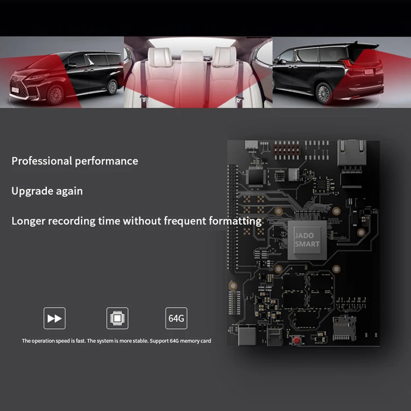 Видеорегистратор JADO D350S работающий 24 часа 1080P ночное видение HD 3 записи Wi Fi