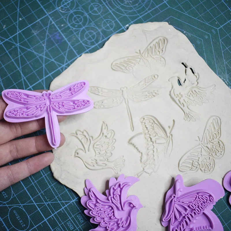 4 шт. Стрекоза бабочка Орел шаблон Керамика инструменты тиснение пресс штамп DIY
