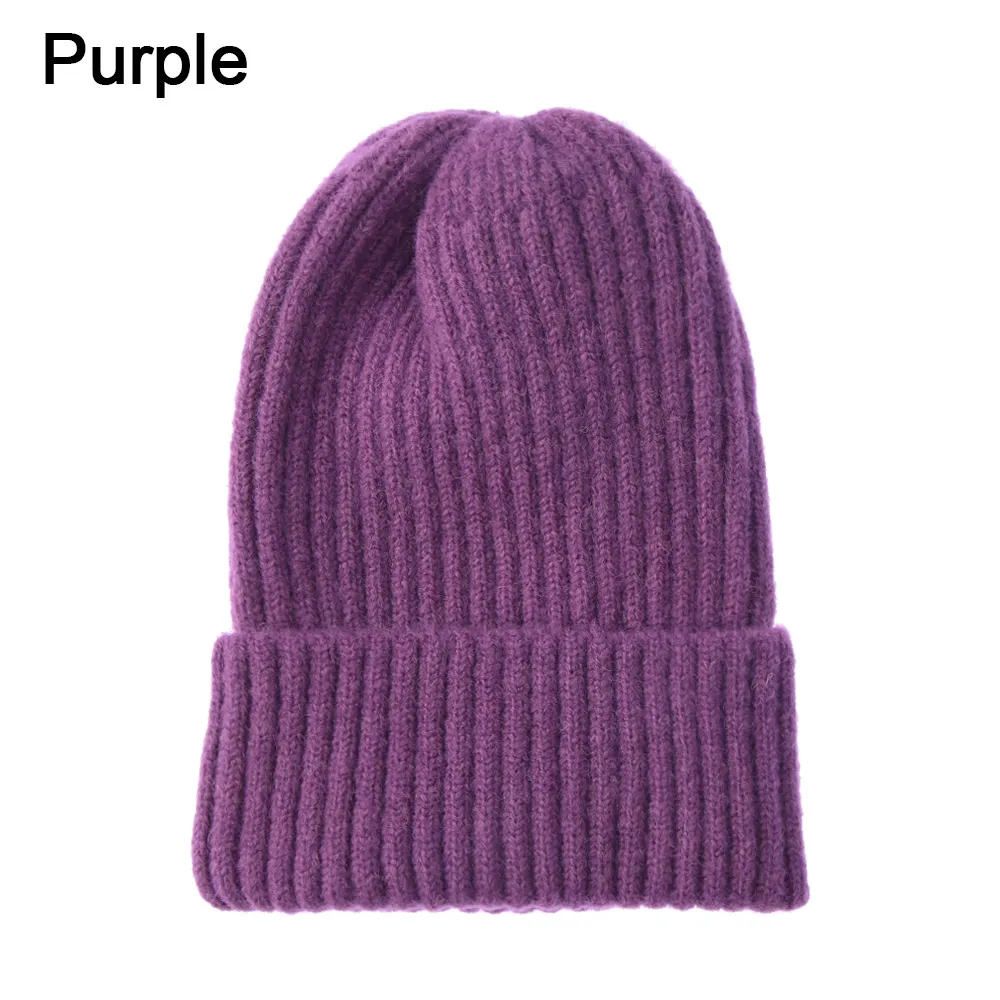 2-purple Осенне-весенняя 1 шт. модная зимняя теплая шерстяная вязаная шапка унисекс для женщин и мужчин, вязаная Лыжная шапка, Очаровательная ветрозащитная шапка - Цвет: 2-purple