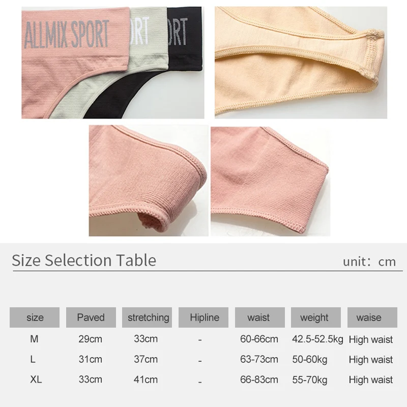 

3pcs Sexy Women's Transparent Panties Underwear Seamless Thongs Mid Waist Letter Sport G-String Comfort Lady Lingerie T-back