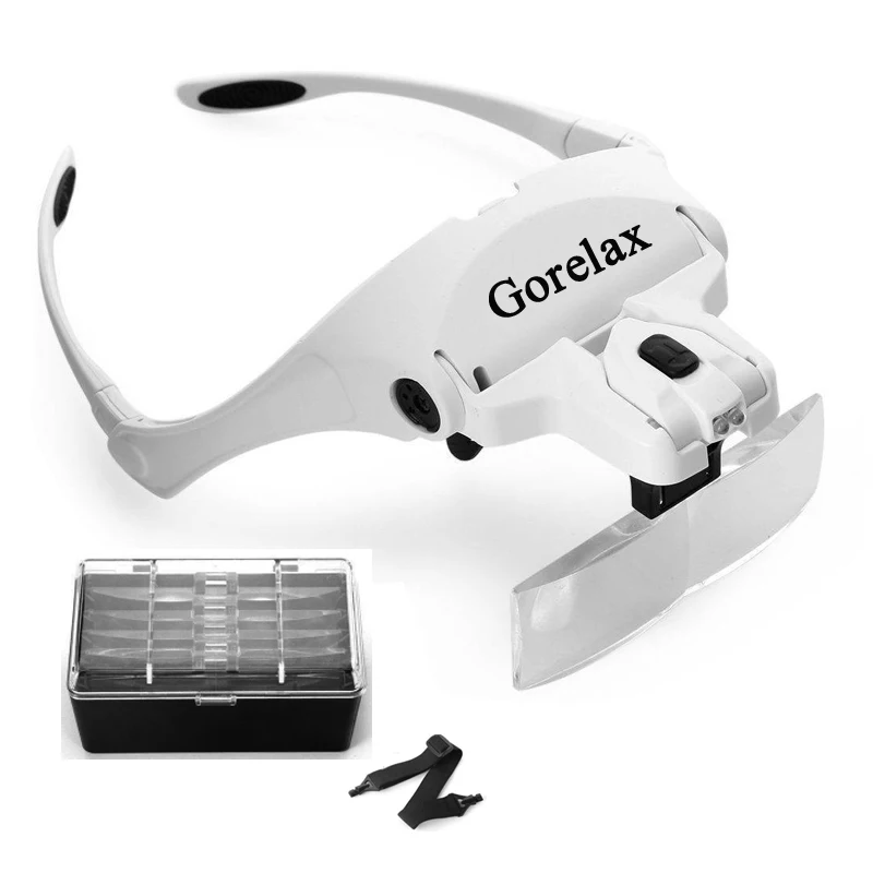 Увеличительные очки с 5 линзами Лупа со светодиодной подсветкой сменные линзы