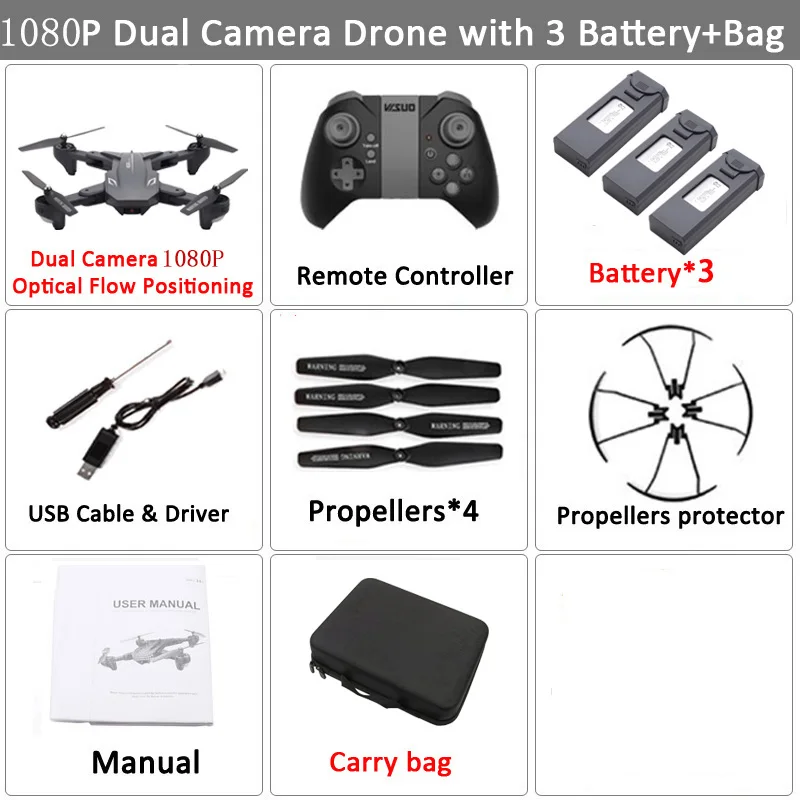 Set9 1080P 3BAT CB Visuo XS816 Радиоуправляемый Дрон оптический поток Радиоуправление с 4K двойной камерой wifi FPV Дрон жесты складной Квадрокоптер VS XS809HW xs809 - Цвет: Set9 1080P 3BAT CB