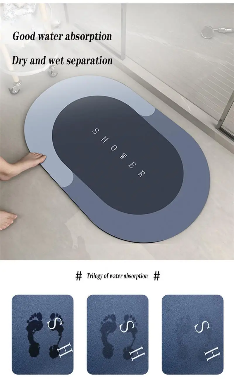Супервпитывающий напольный коврик Быстросохнущий ковер для ванной комнаты