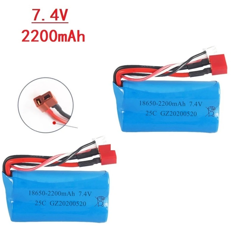 Литий Полимерный Аккумулятор 7 4 В 2200 мАч 18650 2S T разъем для Q46 Wltoys 10428 /12428/12423