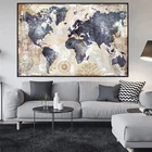 Абстрактная винтажная карта мира, постер, Картина на холсте, большой размер, Постер и принты, Настенная картина для гостиной, украшение