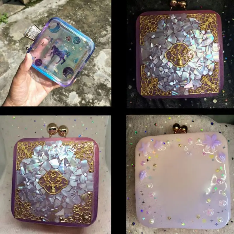

Clear Silicone Square Bags Molds Dynamic Liquid Handbags Mold Quicksand Bag Resin Casting Mold Art Craft Tools
