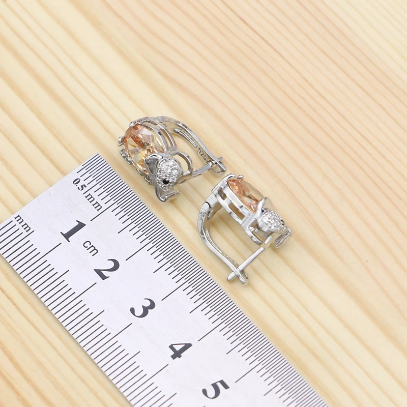 Наборы ювелирных изделий из серебра 925 пробы шампанское кубический цирконий для