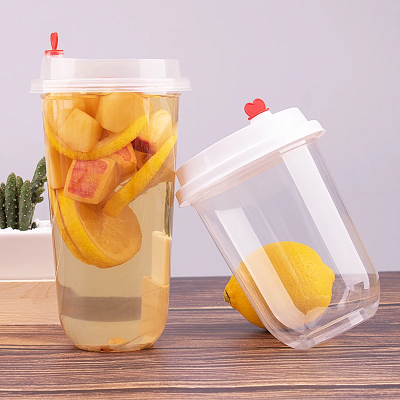 50 шт. прозрачная U образная Милая Одноразовая чашка для холодных напитков молока