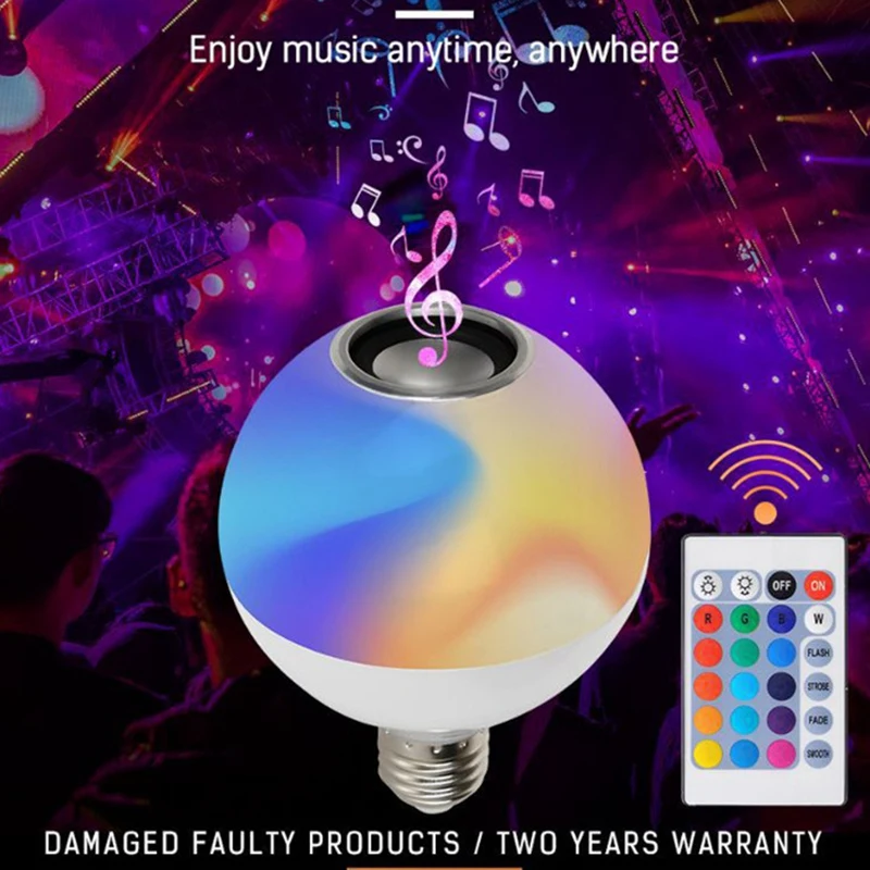 СВЕТОДИОДНАЯ беспроводная музыкальсветильник лампа RGB E27 12 Вт со встроенным