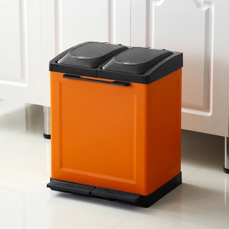 

Household Kitchen Dry Wet Separation Stainless Steel Pedal Type Dustbin Simple And Creative Living Room Bedroom Dustbin With Lid