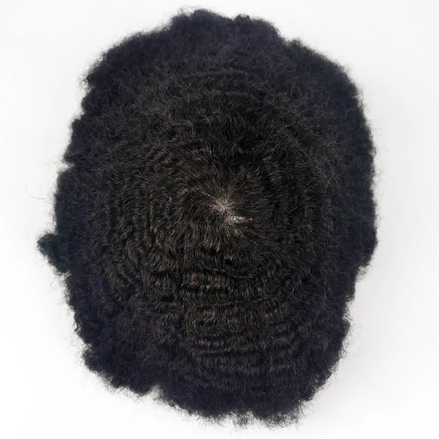 10 мм волнистые афро вьющиеся волосы Remy заменяемые Мужские t мужские шиньоны