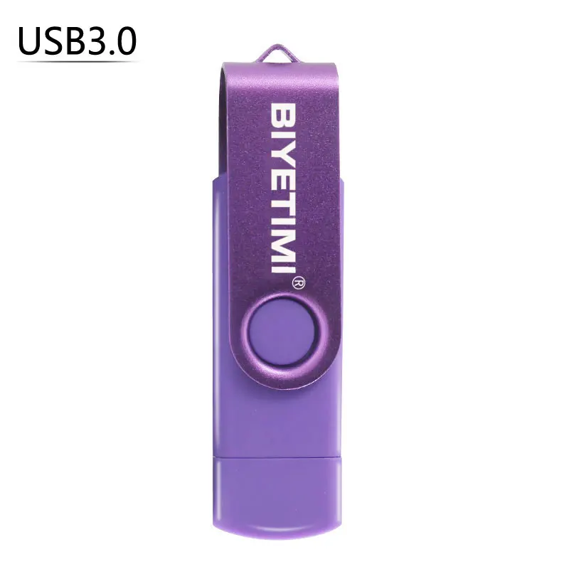 Лучшие продажи OTG USB флеш-накопитель cle usb 3,0 stick 64G otg ручка-накопитель для смартфонов 4g 16g 32g 128G BIYETIMI - Цвет: Фиолетовый