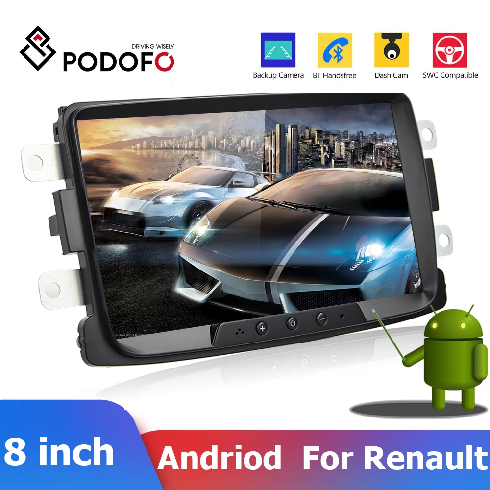 Автомагнитола Podofo мультимедийный плеер на Android с 8 &quotэкраном GPS Wi Fi Mirrorlink для Renault