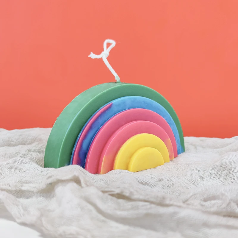 

Simple Rainbow Scented Aromatherapy Candle Silicone Mold Arch Decoration Handmade DIY Material Making Mousse Chocolate Cake