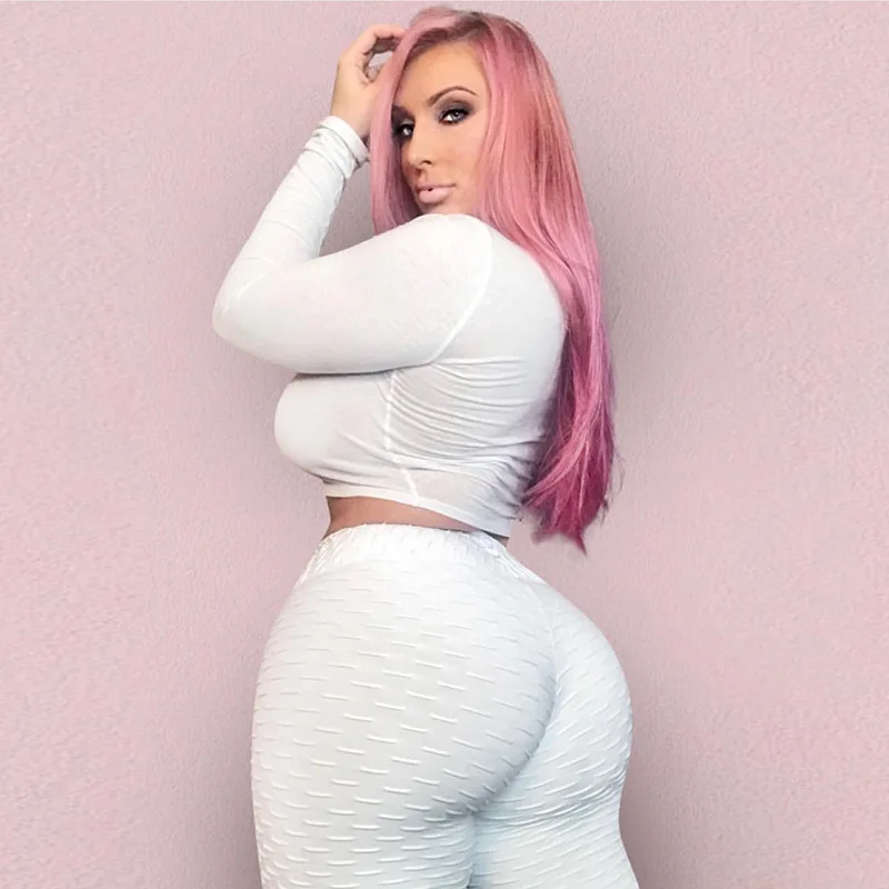 Женский жаккардовый брюки для йоги сексуальные белые колготки с высокой талией