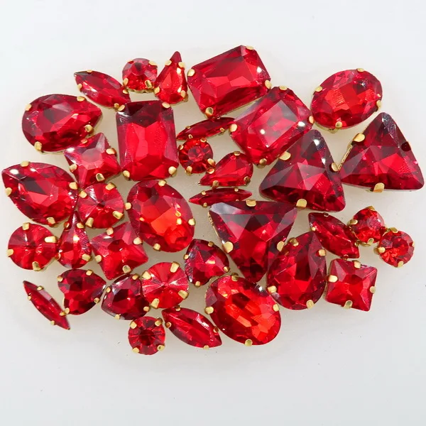 A21 Dark red 50 шт./пакет формы с золотым коготь Установка ясный и желейные конфеты стеклянные стразы цвета Кристалл пришить стразы торжественное платье, обуви, сумок и diy кружевной отделкой - Цвет: A21 Dark red