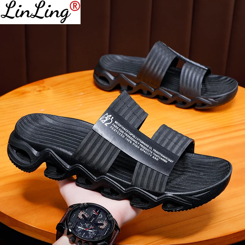 

Summer Men Shoes Male Home Indoor Bathroom Slippers Lightweight Men's Slippers Teenager Black Beach Sandals Comfort New Man Shoe