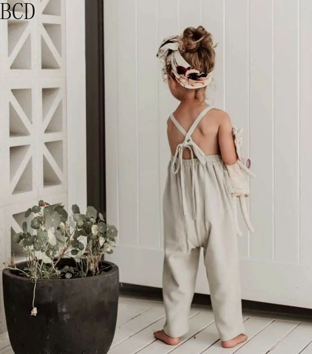 

Kids Baby Girls Clothes Set Sleeveless Backless Romper T-Shirt Overalls Jumpsuit Trousers Outfits Baby Girl Clothes 2021 Hot