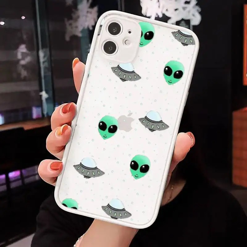 

Fashion E.T. Alien Phone Case Matte Transparent for iPhone 7 8 11 12 s mini pro X XS XR MAX Plus Clear mobile bag
