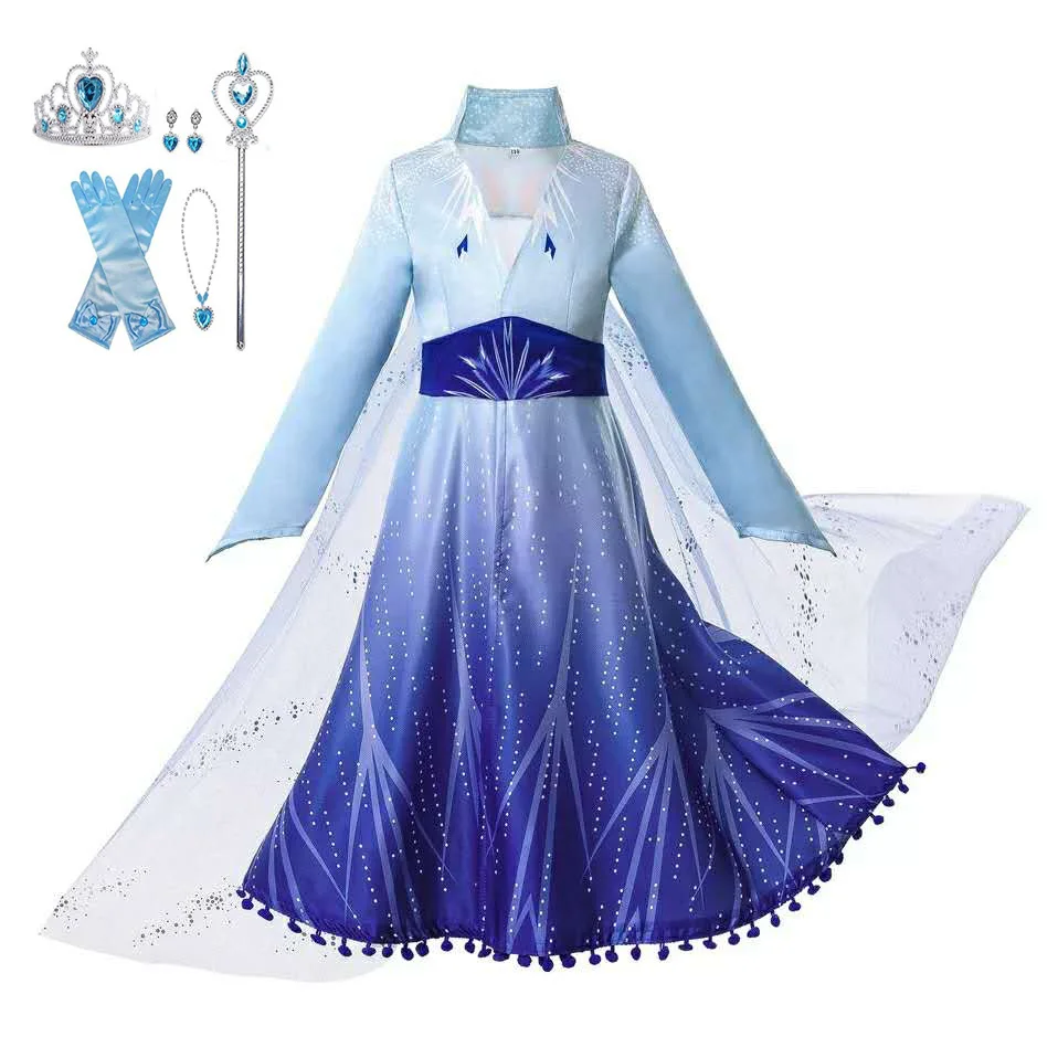 

Детское платье принцессы Анны Elsa2, Рождественский костюм для косплея, вечернее платье для девочек на день рождения