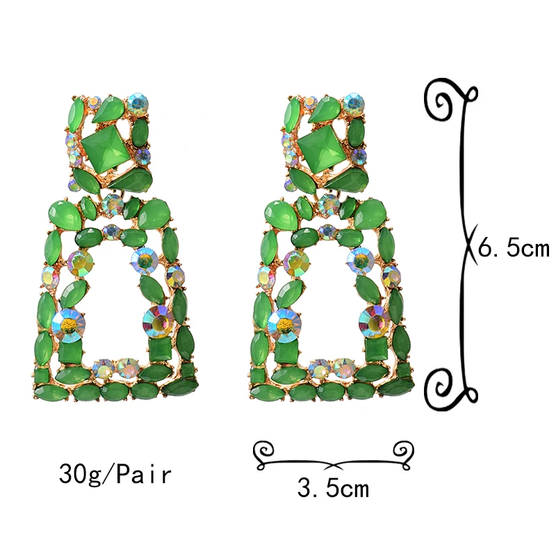 Новые модные геометрические металлические Красочные Стразы серьги подвески