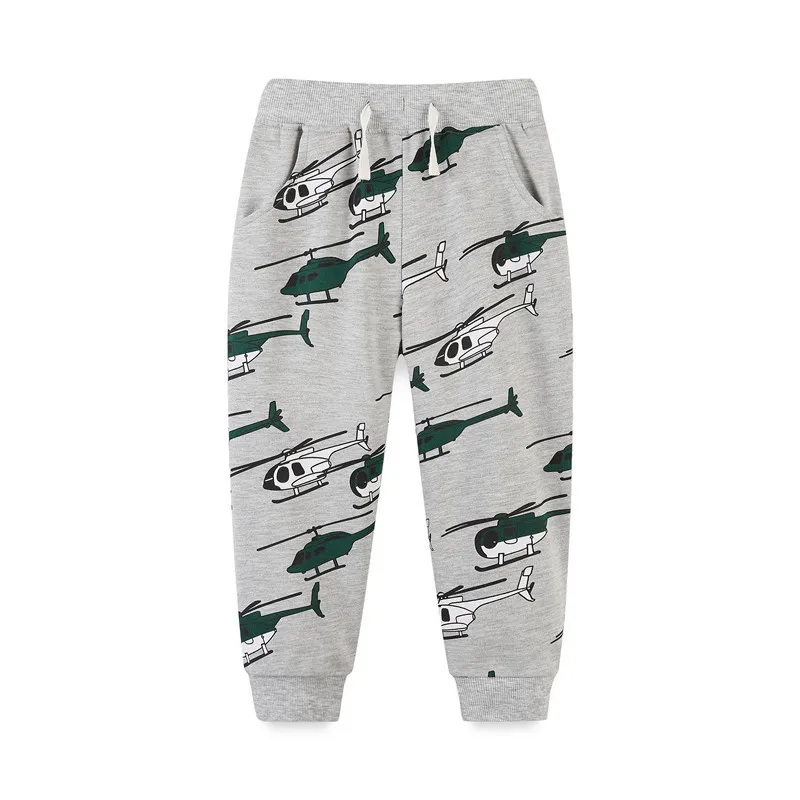 

Jumping Meters Boys Trousers For Autumn Spring Aircrafts Print Fashion Kids Sweatpants Drawstring Toddler Cartoon Pants Baby