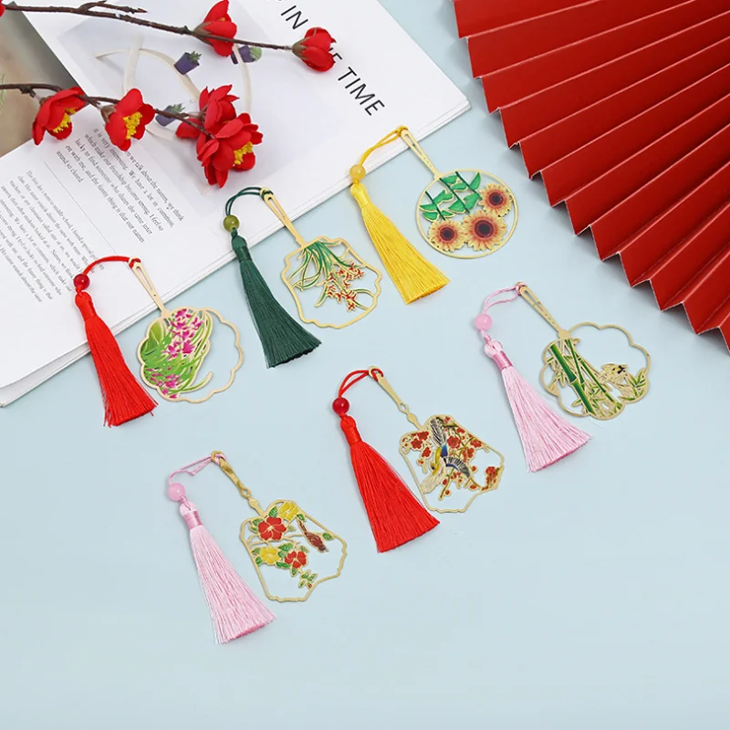 

Sunflower Brass Bookmark Tassel Pendant Decoration Accessories Book Mark Page Folder Student Office School Supplies Stationery