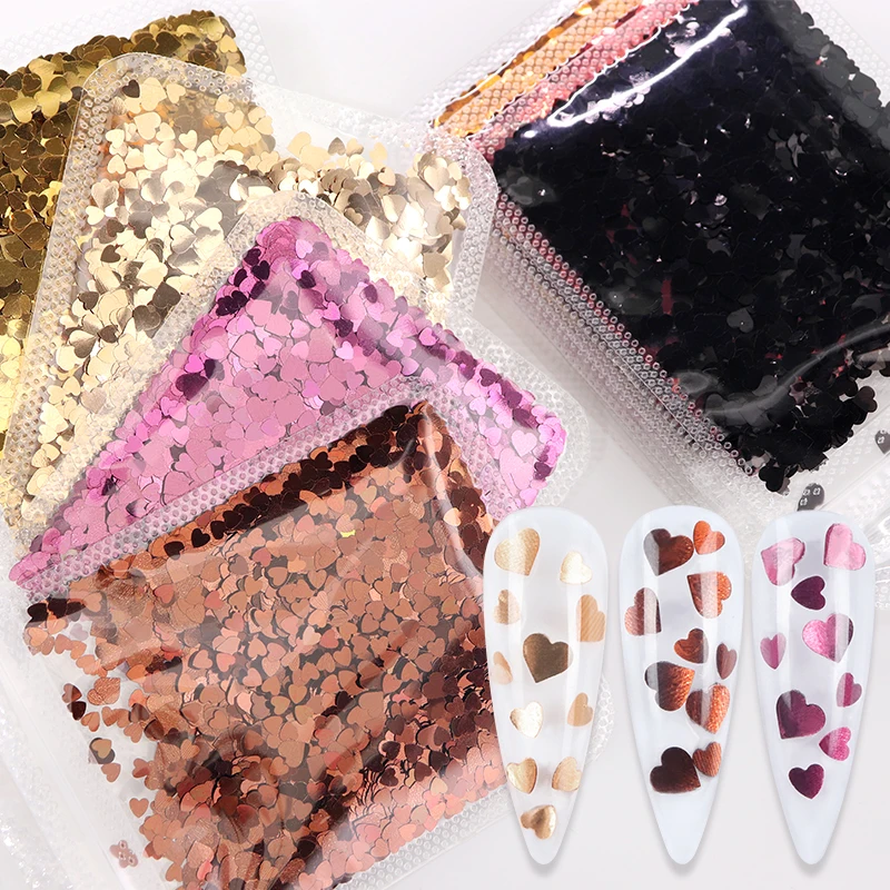 

2g Valentine's Day Nail Art Glitter Flake Love Heart Sequins For Nails Design Romantic French Manicure Paillette Professionals