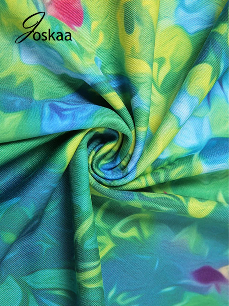 

Joskaa Green Printing Dress High Cut Hollow Out One Shoulder Sleeveless Bandage New Club Party Night Birthday Outwear Dresses