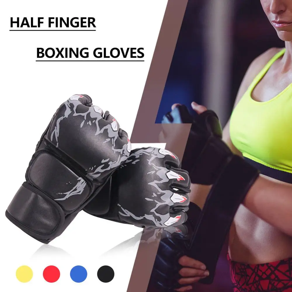

Thickened Boxing Gloves Half Finger Gloves PU Karate Muay Sanda Training Equipment Flexible & Fashionable Fight Boxing Gloves