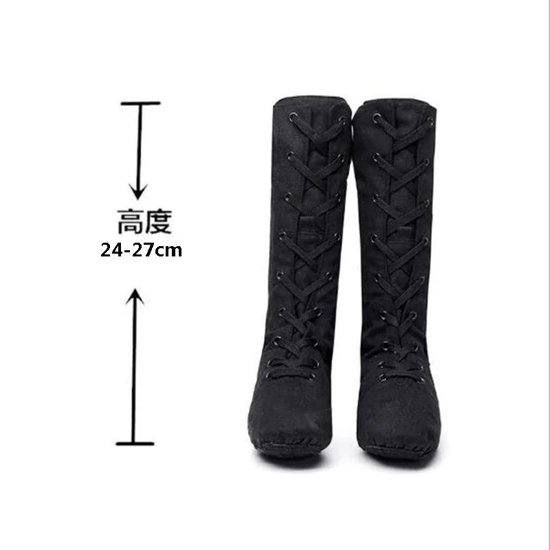 

Shoes Women Dance Boots Black Canvas Square Flat 1cm Woman Dance Shoes Red High Top Womens Dancing Shoes Pratice Dance Shoe