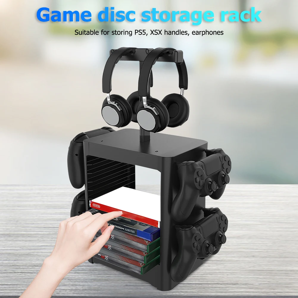 ALLOYSEED Multi-Functional Large Capacity Storage Rack Holder for Switch Discs Gamepads Headphone Support Video Game Accessories |