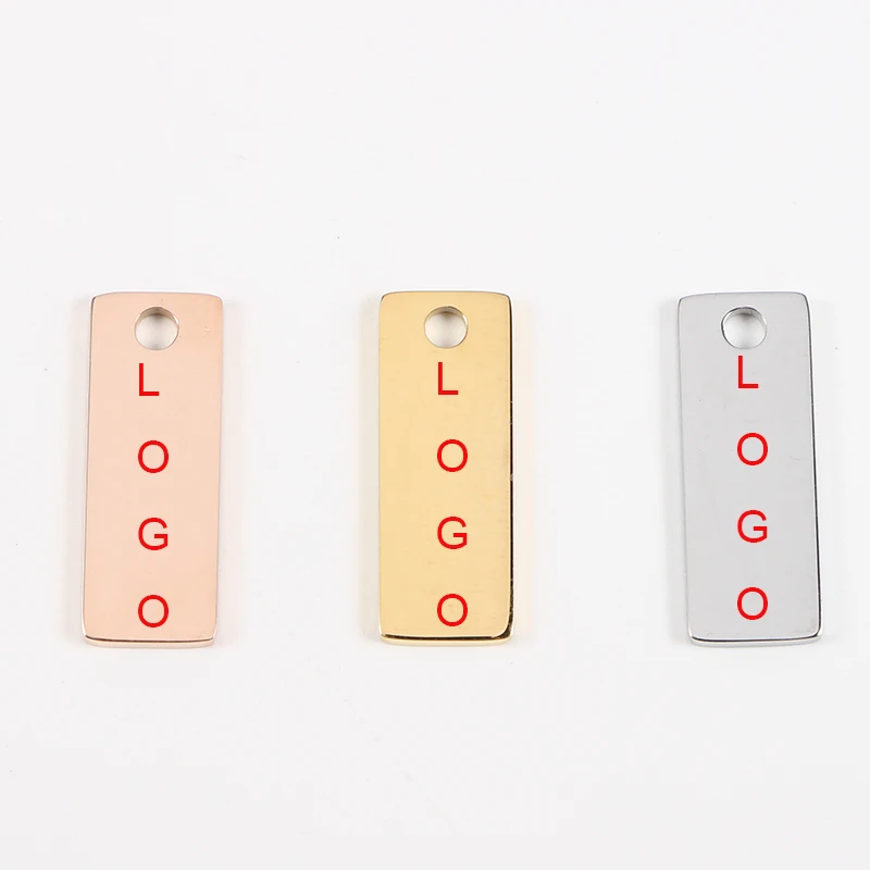 

22*8mm Wide Square Pendant Charms Stainless Steel Mirror Polished Connector Pendant Charms Engrave Logo Charm 20pcs/lot