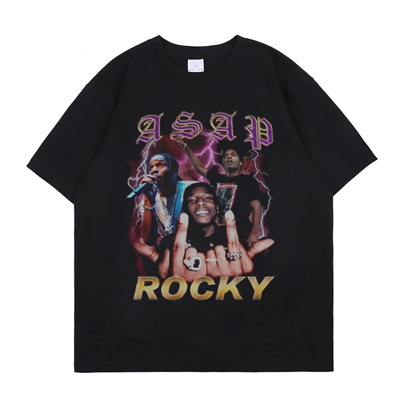 

2021 new Asap Rocky Harajuku T-Shirt Men 2021 Summer Hip Hop T Shirts Cartoon Streetwear Tshirts Short Sleeve Casual Top Cotton