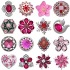 5 шт.лот оптовая продажа, металлические кнопки 18 мм, ювелирные изделия, стразы, розово-красные кристаллы, кнопки 18 мм, застежки для браслета, ожерелье