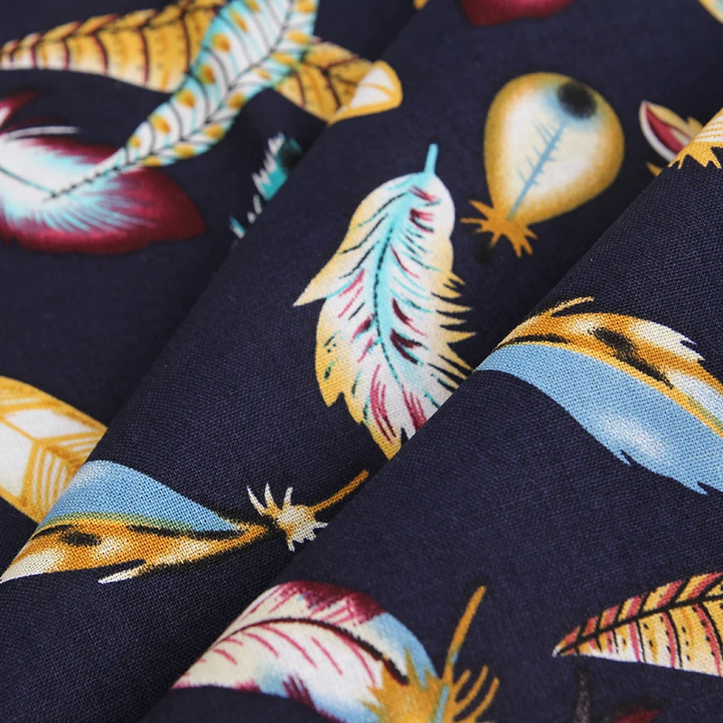 

Cotton Linen Fabric for Dress Colorful Feather Print Pattern Sewing DIY Handmade Patchwork Cloth Bedding Set