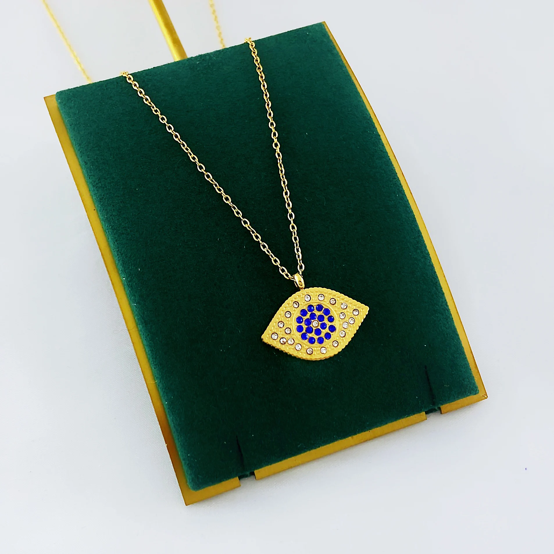 

Fashion womans Chic Gold Colorful Rhinestone Filled Evil Eye Coin Necklaces For Women Bohemian Gold Stainless Steel Necklaces .