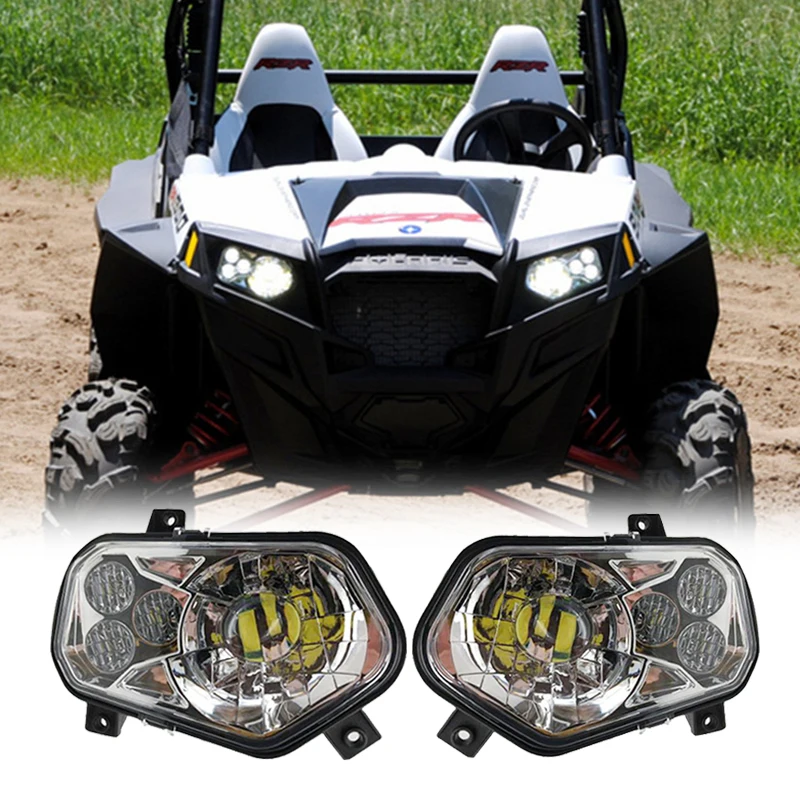 

black silver ATV UTV Light Accessories Projector Headlight Sportsman LED Headlight Kit For Polaris Ranger Side X Sid