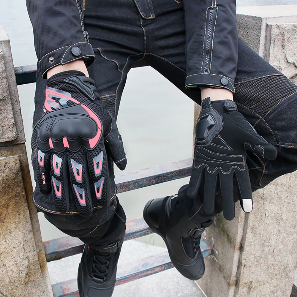 

New Summer Breathable Motorcycle Gloves Full Finger Motorbike Equipment Women Men Pink ATV Rider Sports Protect Glove Guantes