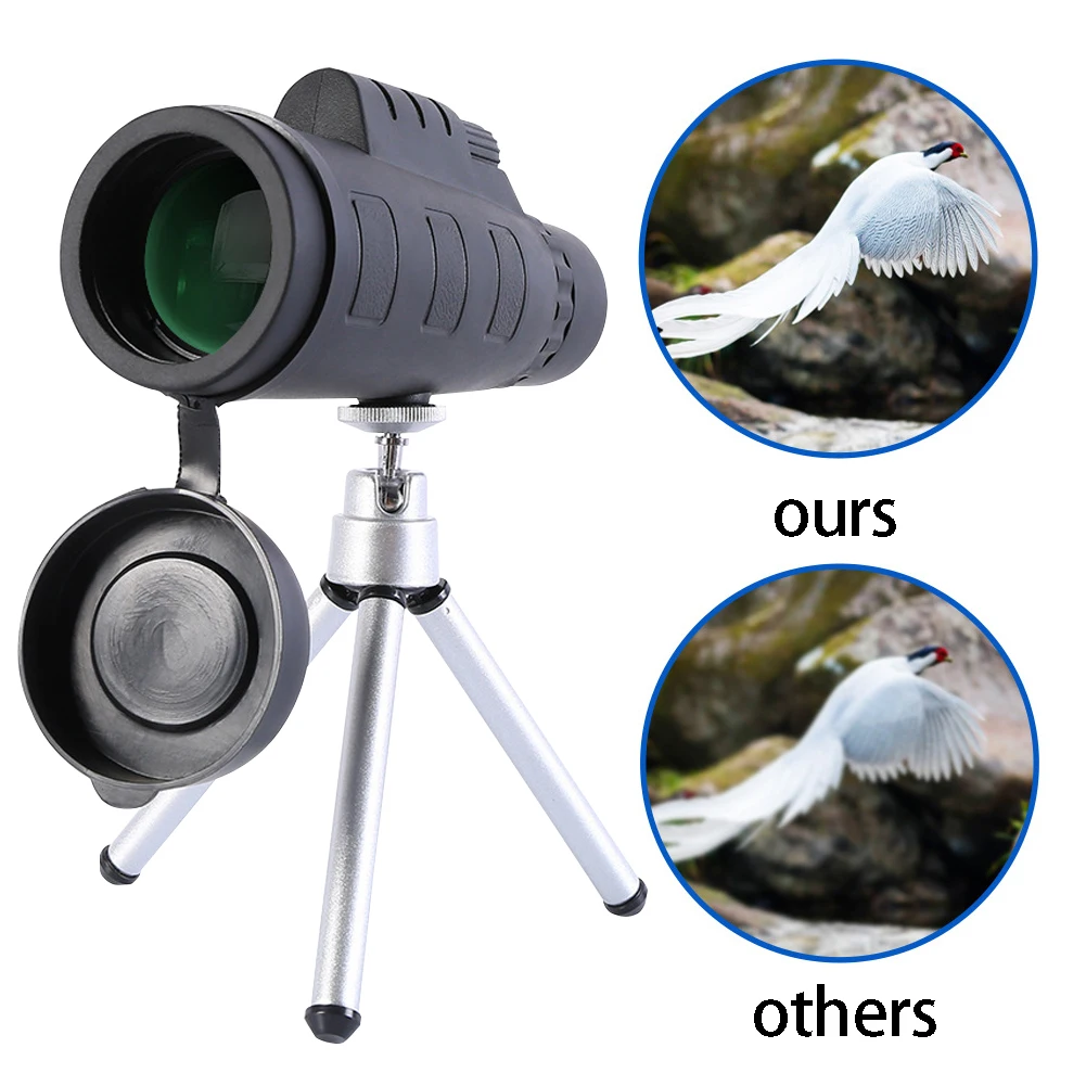 50x60 HD Lens Zoom High Powered Monocular Telescope Portable Universal Black Dual Adjusting Tripod BAK4 Prism Phone Clip Outdoor |