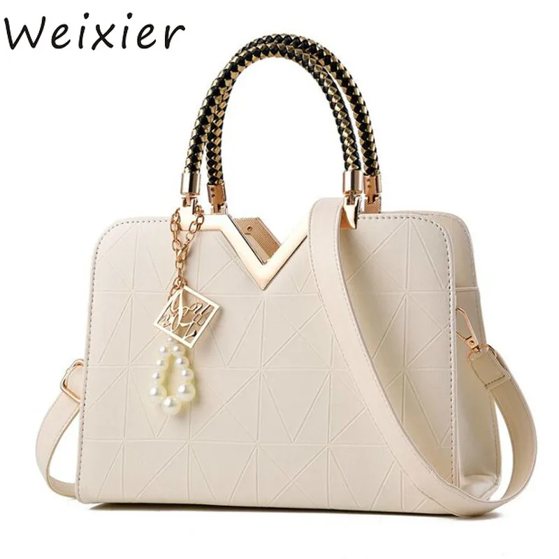 

WEIXIER NEW PU Leather Lady bags Hanging Ornament Top-handle Bags Adjustable Strap Shoulder High Quality Crossbody Bag V2-08