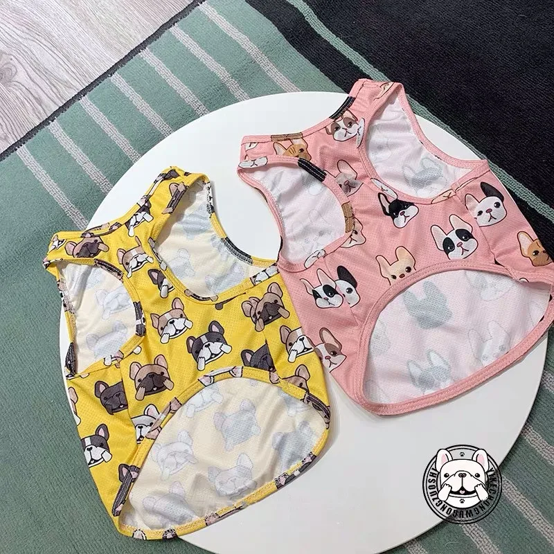 Французский бульдог летняя охлаждающая футболка милый уличный жилет одежда для