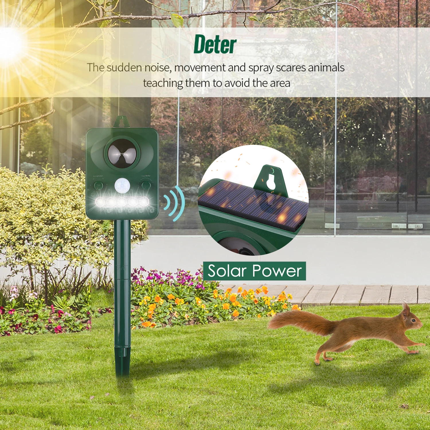Cat Dog Ultrasonic Repellent Outdoor Solar Powered And Waterproof Animal Repeller Deterrent Scarer Pest Control Eco-Friendly | Дом и сад