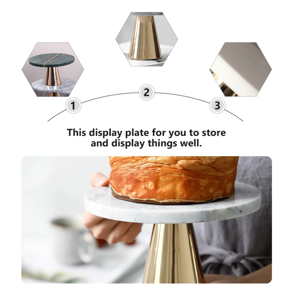 

1Pc Cake Plate Jewelry Tray Food Display Plate Display Tray (Golden Grey)