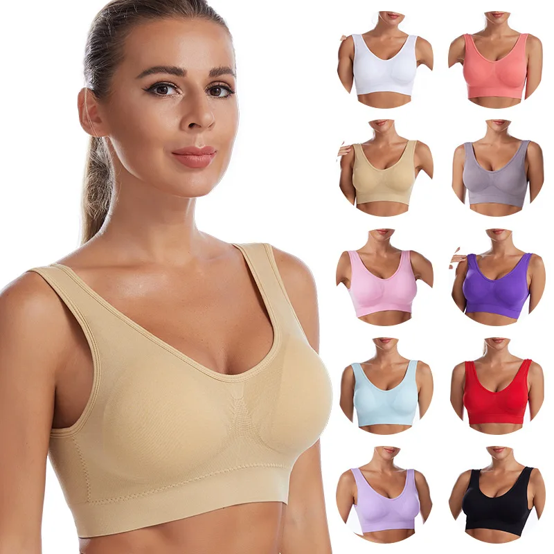 

Women Seamless Bra Sexy Wire Free Top Lingerie Female Sexy U-Back Comfort Plus Size Bras Wide Straps Sports Fitness Bra Crop Top