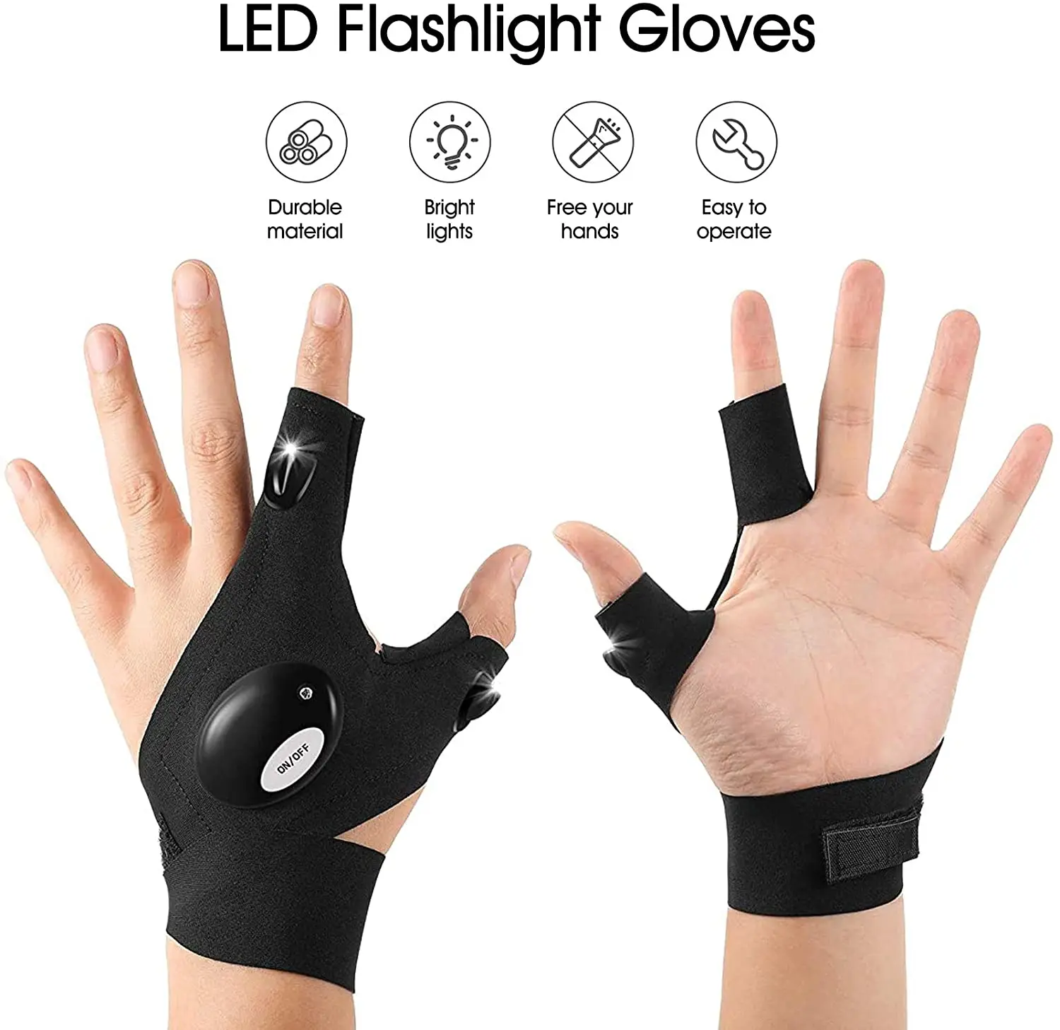 

1lot LED Light Gloves Tools LED Flashlight Gloves Gadgets Gifts for Men Electrician, Dad Husband Handyman, Tactical Han