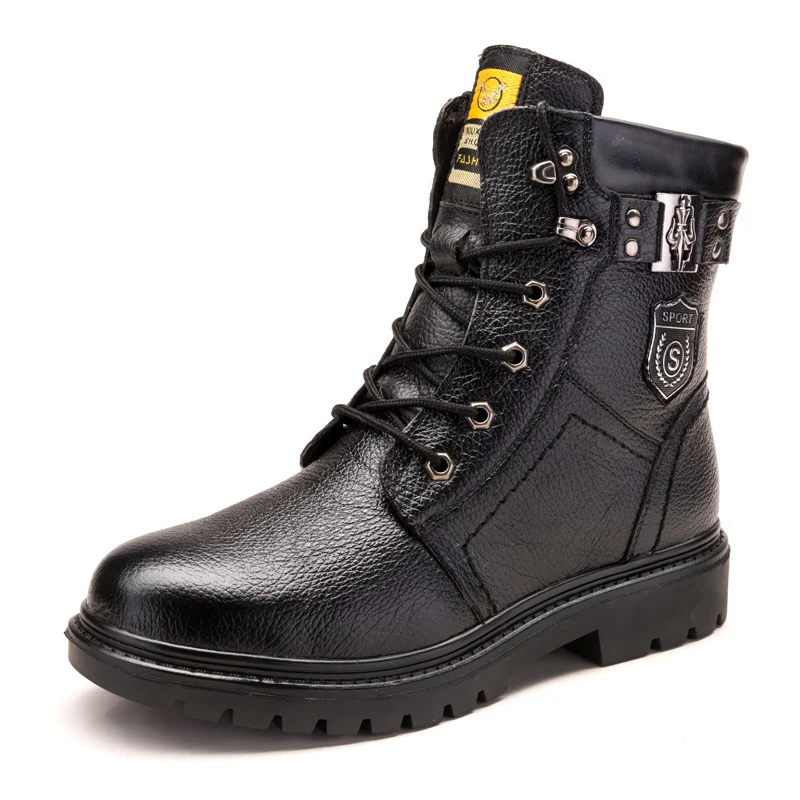 

New Spring / Winter Men's Snow Boots 2021 British Leather Wool Warm Boots Handsome Stylish Lace-Up Motorcycle Safety Boots